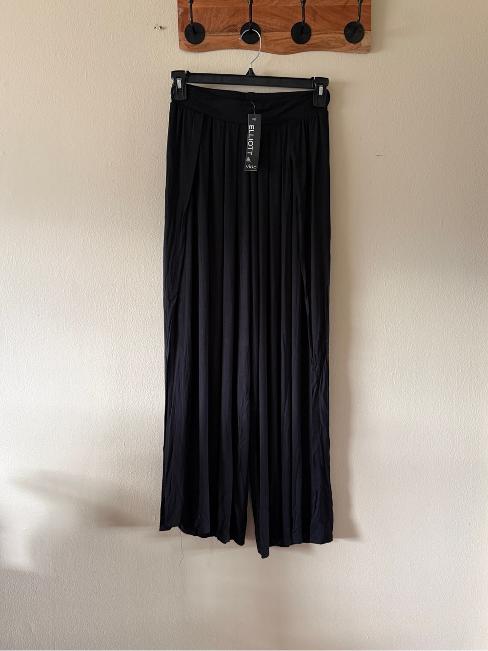 Elliot & Vine Black Double High Slit Flowy Wide Leg Pants High Rise Size XL